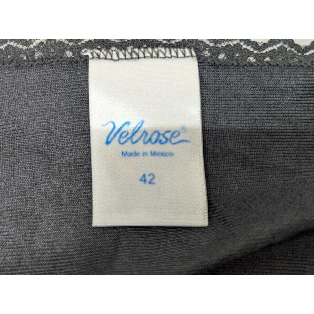 Vintage Velrose 100% Nylon Black Night Gown Lingerie Lace Mexico Women's Size 42